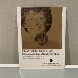 Official 2005 First Day Terry Fox Coin Display